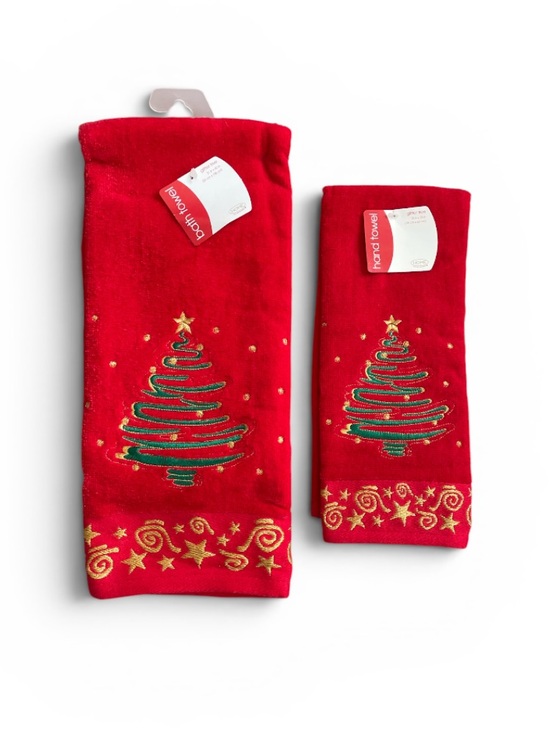 Other - Festive Red Christmas Tree Kitchen Towels